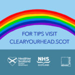 Clear Your Head dot Scot logo showing a rainbow and a lighthouse with link to clearyourhead.scot website
